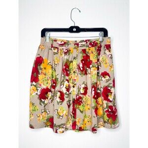 Xhilaration Floral Print Mini Skirt Multicolor Size Large Pockets Button Front